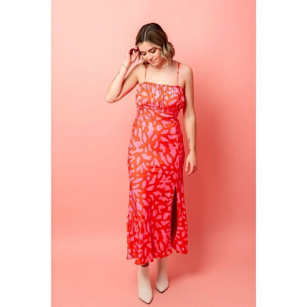 Lost + Wander Sweet Envie Midi Slip Satin Dress Size S Valentine Wine Tasting NW